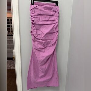 Anthropologie The Soleil Strapless Fitted Midi Dress Ruched Purple